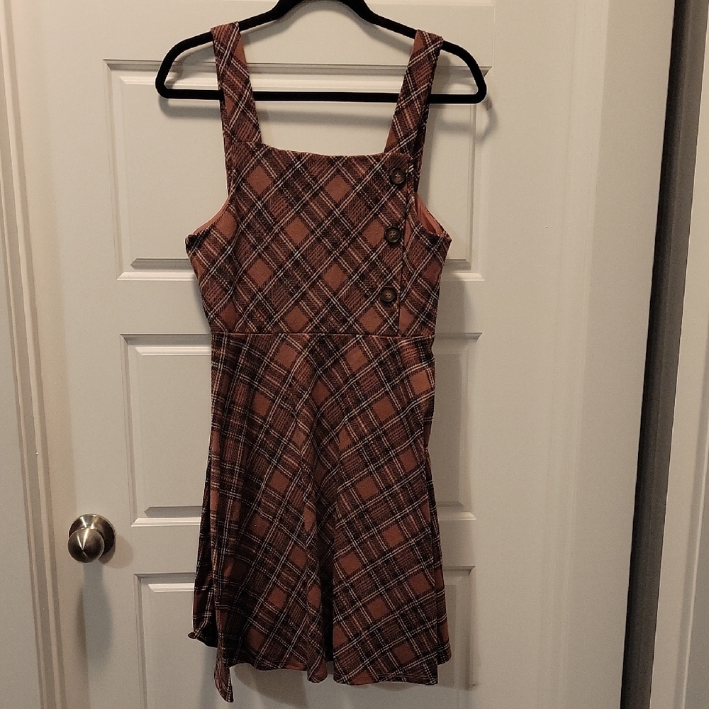 Knitworks Plaid Kids Dress in Brown and Black